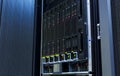 Servers stack with hard drives in datacenter for backup and data storage