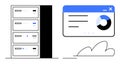 Data storage servers and analytics dashboard representing information management and monitoring Royalty Free Stock Photo