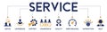 Service banner web icon vector illustration concept for customer and technical support Royalty Free Stock Photo