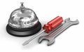 Service bell and tools (clipping path included) Royalty Free Stock Photo