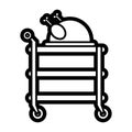 Service cart with roasted chicken. Vector illustration decorative design