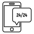 Service center smartphone support icon, outline style