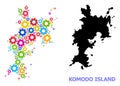 Service Composition Map of Komodo Island of Multi-Colored Cogs
