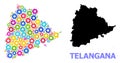 Service Composition Map of Telangana State of Colored Wheels