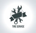 Service concept. Black tire icon. Icon for tire service.