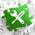 Service Concept on Green Puzzle Pieces. Royalty Free Stock Photo