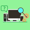 Service customer support icon. Business vector office repair help isolated technology computer. Operator equipment design internet