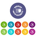 Service data security icons set vector color Royalty Free Stock Photo