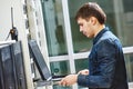 Service engineer in server room Royalty Free Stock Photo