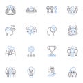 Service Excellence line icons collection. Consistency, Responsiveness, Empathy, Compassion, Respect, Attentiveness