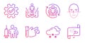 Service, Face recognition and Teamwork icons set. Snow weather, Blood donation and Medical vaccination signs. Vector