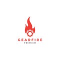 Service gear with fire logo symbol icon vector graphic design illustration idea creative Royalty Free Stock Photo