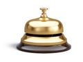 Service, hotel concept. Golden reception bell isolated on white background Royalty Free Stock Photo