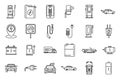 Service hybrid car icons set, outline style