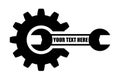 Service icon. Gear and wrench. Service tools flat vector icon. Cogwheel with wrench symbol logo illustration. Vector