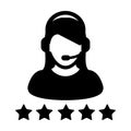 Service Icon Vector Customer Star Ratings for Female Online Support Avatar Glyph Pictogram illustration