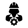 Service Icon Vector Female Person Worker Avatar Profile with Gear