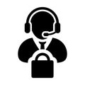 Service Icon Vector Male Operator Person Profile Avatar with Bag