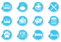 Service Icons on blue labels set