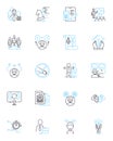 Service initiation linear icons set. Onboarding, Initiation, Launch, Introduction, Kickoff, Commencement, Commencement