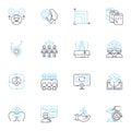 Service initiation linear icons set. Onboarding, Initiation, Launch, Introduction, Kickoff, Commencement, Commencement