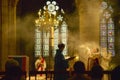 Service Inside the Notre Dame Cathedral, Paris, France