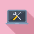 Service laptop error icon flat vector. Gadget data