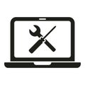 Service laptop error icon simple vector. Gadget data