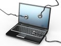 Service for laptop repair. Laptop and stethoscope Royalty Free Stock Photo