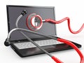 Service for laptop repair. Laptop with stethoscope Royalty Free Stock Photo