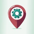 Service Location Pin with Gear Symbol Royalty Free Stock Photo