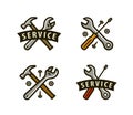 Service logo or icon. Tools, repair vector illustration