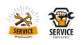 Service, workshop logo or label. Repair icon. Vector illustration Royalty Free Stock Photo