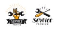 Service logo or label. Repair, workshop icon. Vector illustration