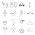 Service, magic, recreation and other web icon in outline style.religion, education, travel icons in set collection.