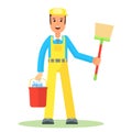 Service man with bucket Royalty Free Stock Photo