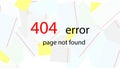 Service message on the site. Error 404 - Page not found. On the background scattered sheets of paper. Vector.