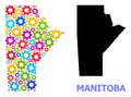 Service Mosaic Map of Manitoba Province with Colored Cogs Royalty Free Stock Photo