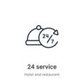 24 service outline vector icon. Thin line black 24 service icon, flat vector simple element illustration from editable hotel Royalty Free Stock Photo