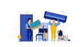 Service packing people furniture vector illustration worker man. Delivery truck box transportation shipping business home. Fast