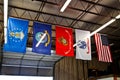 Service and Patriotism: Flags Display in Industrial Setting, Fort Wayne Royalty Free Stock Photo