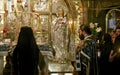 Service Prayers at the Church of the Holy Sepulchre. Royalty Free Stock Photo