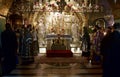 Service Prayers at the Church of the Holy Sepulchre. Royalty Free Stock Photo