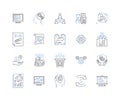 Service provider line icons collection. Reliable, Professional, Efficient, Experienced, Trusrthy, Skilled, Timely vector