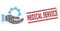 Service Recursive Mosaic of Service Icons and Distress Medical Service Stamp