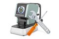 Service and repair of auto refractometer, 3D rendering Royalty Free Stock Photo