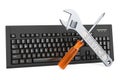 Service and repair of computer keyboard. 3D rendering Royalty Free Stock Photo