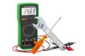 Service and repair of digital multimeter, 3D rendering Royalty Free Stock Photo