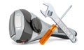 Service and repair of foil-type cordless razor, shaver, 3D rendering