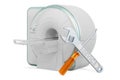 Service and repair of MRI Magnetic Resonance Imaging Scanner, 3D rendering Royalty Free Stock Photo